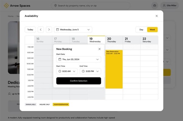 Calendar view on the new Yardi Kube Prospect Portal